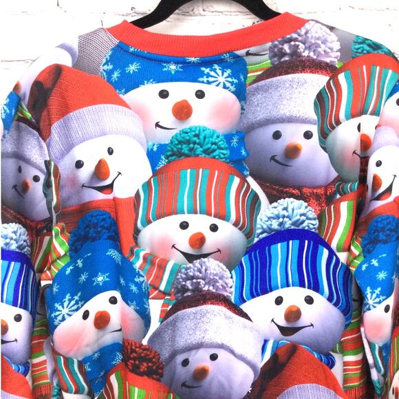 Threadcraft Crewneck Snowman Graphic Fleece Lined Christmas Sweatshirt M - Picture 4 of 11